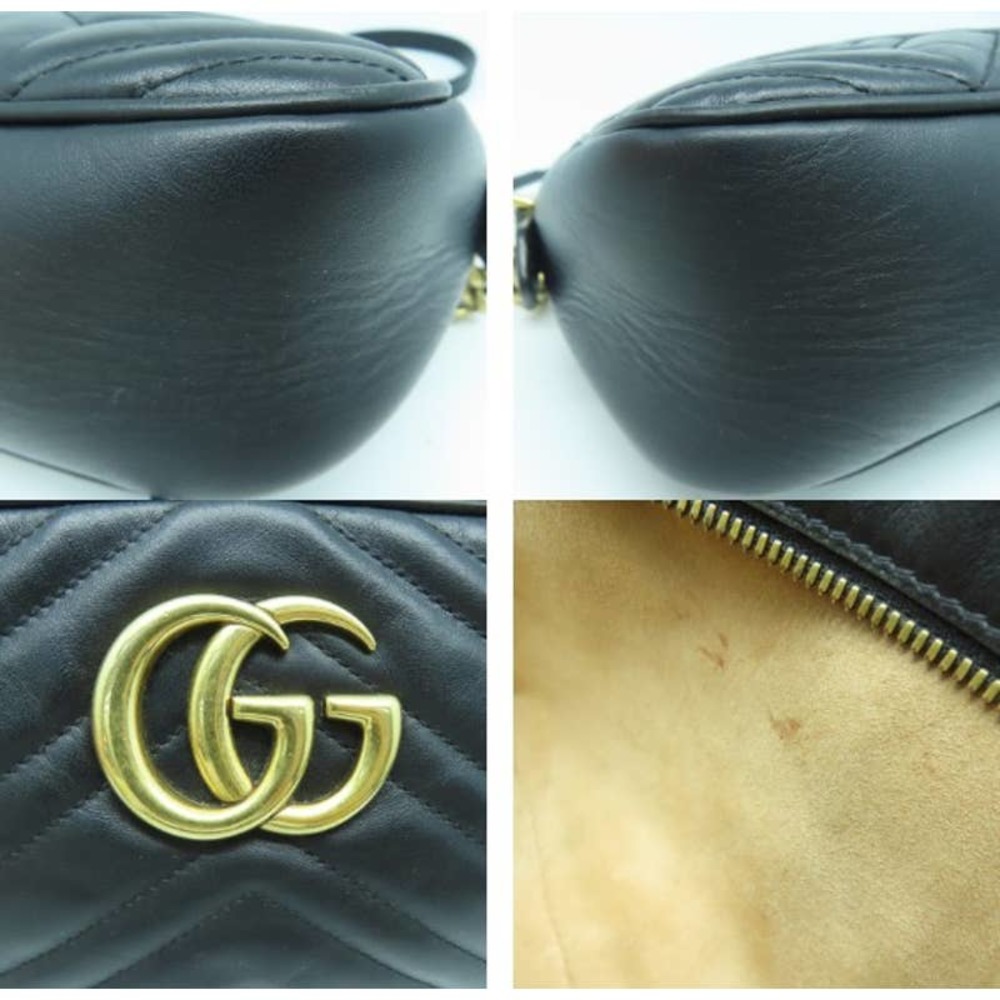 💎✨BEAUTIFUL✨💎 Gucci GG Marmont Chain Crossbody  Leather Black Shoulder Bag - Picture 13 of 14